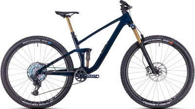 Cube Stereo ONE44 C:68X SLT Fully Mountainbike in Dunkelblau.