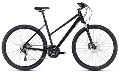 Cube Nature Crossbike mit Trapezrahmen in Schwarz.
