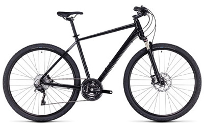 Cube Nature Crossbike mit Diamantrahmen in Schwarz.