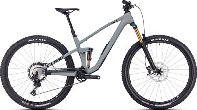 Cube Stereo ONE44 C:62 Race Fully Mountainbike in Grau.