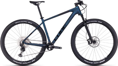 Cube Reaction C:62 Race Hardtail Mountainbike in Dunkelblau.